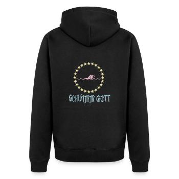 Schwimm Gott - Unisex Premium Bio Zip Hoodie - Schwarz - Hinten - Nico (187cm)