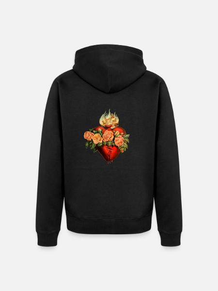 sacred heart - Unisex Premium Organic Zip Hoodie - black