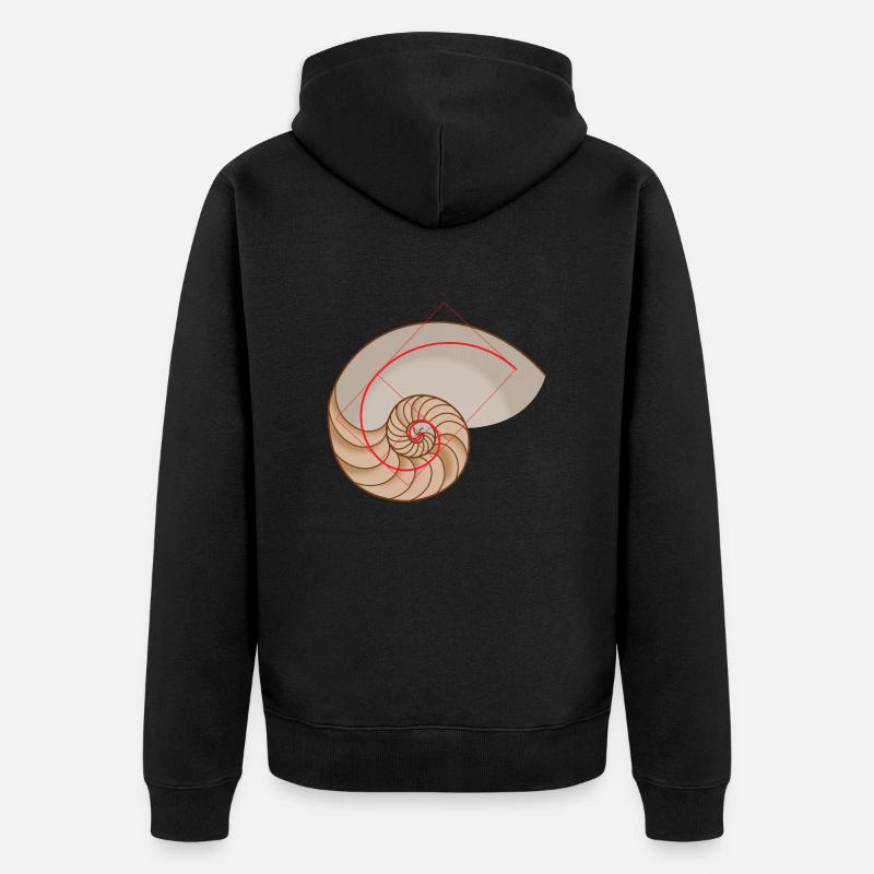 Symboles mathématiques Coquille de Nautile spirale dorée - Veste à capuche bio Premium Unisexe - noir