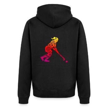 Maori field hockey girl tribal tattoo gift - Unisex Premium Organic Zip Hoodie - black - Back - Nico (187cm)