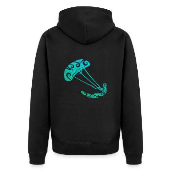 Maori Kitesurfer Tribal Tattoo Geschenkidee - Unisex Premium Bio Zip Hoodie - Schwarz - Hinten - Nico (187cm)
