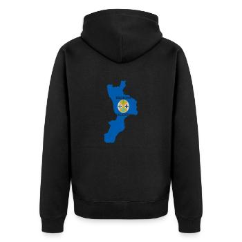calabria - Unisex Premium Bio Zip Hoodie - Schwarz - Hinten - Nico (187cm)