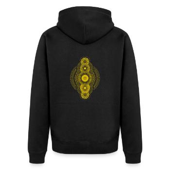 Metatrons goldene geometrische Dimension - Unisex Premium Bio Zip Hoodie - Schwarz - Hinten - Nico (187cm)