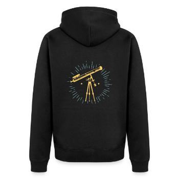 Telescope Retro Astronomy Gift Idea - Unisex Premium Organic Zip Hoodie - black - Back - Nico (187cm)