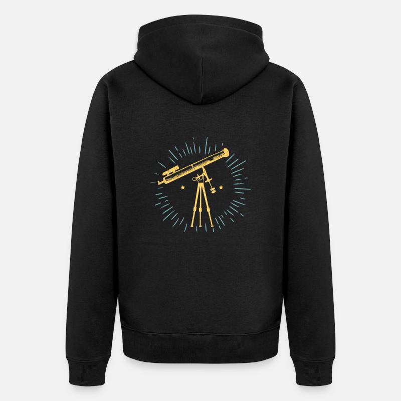 Teleskop Retro Astronomie Geschenkidee - Unisex Premium Bio Zip Hoodie - Schwarz