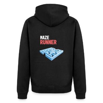 MAZE Labyrinth RUNNER race 2 jog parkour - Veste à capuche bio Premium Unisexe - noir - Dos - Nico (187cm)