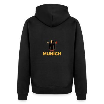 München Kindl München Stadt Wappen Geschenkidee - Unisex Premium Bio Zip Hoodie - Schwarz - Hinten - Nico (187cm)