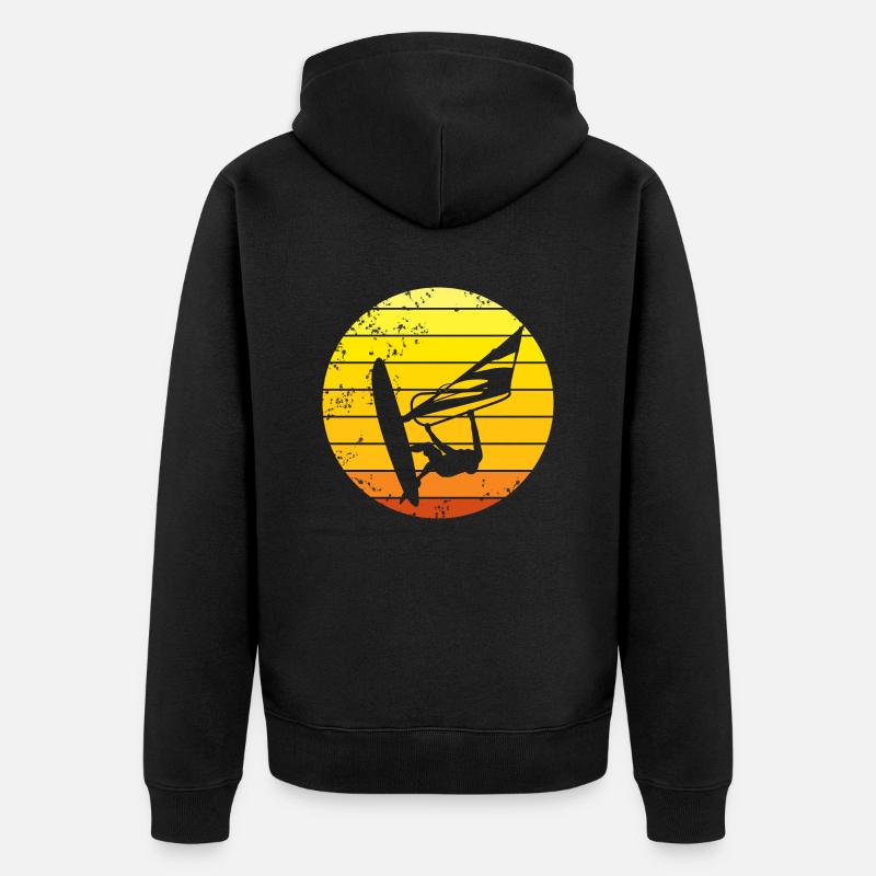 Windsurfer retro sunset - Veste à capuche bio Premium Unisexe - noir