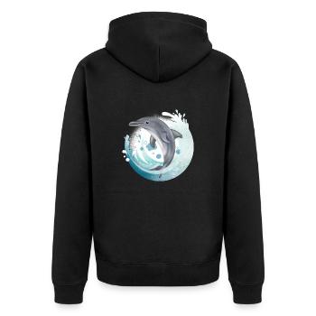 Tauch Dive Dolphin - Delfin - Unisex Premium Organic Zip Hoodie - black - Back - Nico (187cm)