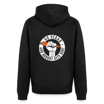 Go Vegan and nobody gets hurt - Veganer-Tierrecht - Unisex Premium Bio Zip Hoodie - Schwarz - Hinten - Nico (187cm)