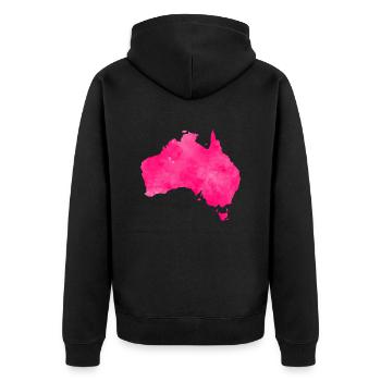 australia pink country - Unisex Premium Bio Zip Hoodie - Schwarz - Hinten - Nico (187cm)