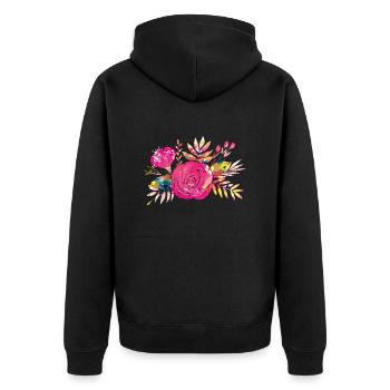 flowers colors - Unisex Premium Bio Zip Hoodie - Schwarz - Hinten - Nico (187cm)