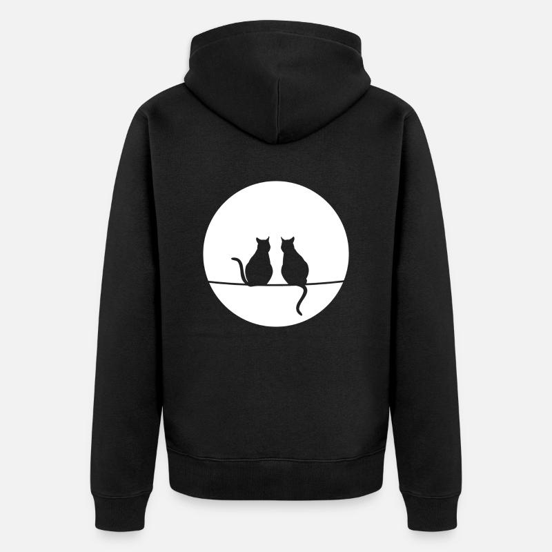 Chats au clair de lune - Veste à capuche bio Premium Unisexe - noir