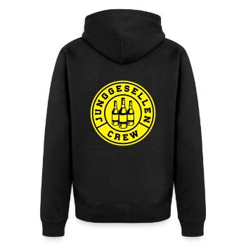 junggesellen crew bier - Unisex Premium Bio Zip Hoodie - Schwarz - Hinten - Nico (187cm)