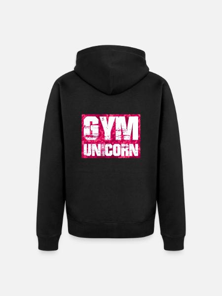 gym unicorn - Unisex Premium Bio Zip Hoodie - Schwarz