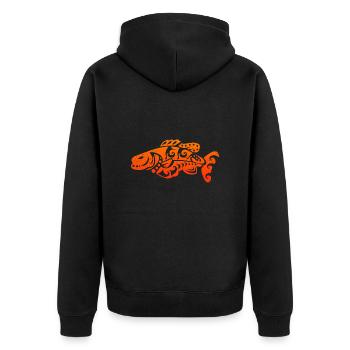 Maori Fish Tribal Tattoo Organe Geschenkidee - Unisex Premium Bio Zip Hoodie - Schwarz - Hinten - Nico (187cm)
