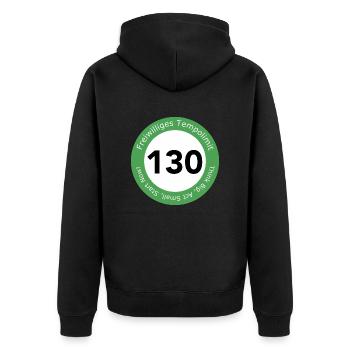 Freiwilliges Tempolimit 130 - Unisex Premium Bio Zip Hoodie - Schwarz - Hinten - Nico (187cm)