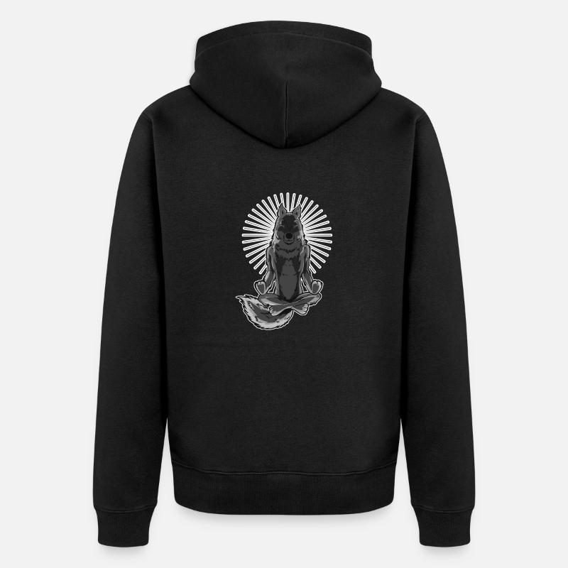 Wolf Yogi - Version 1 - Unisex Premium Organic Zip Hoodie - black