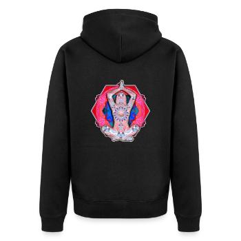 Yoga Patterns Red And Blue - Unisex Premium Organic Zip Hoodie - black - Back - Nico (187cm)