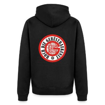 Hoch die Gerüstbauekunst - Unisex Premium Bio Zip Hoodie - Schwarz - Hinten - Nico (187cm)