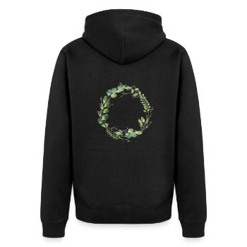 leafy_love - Unisex Premium Organic Zip Hoodie - black - Back - Nico (187cm)