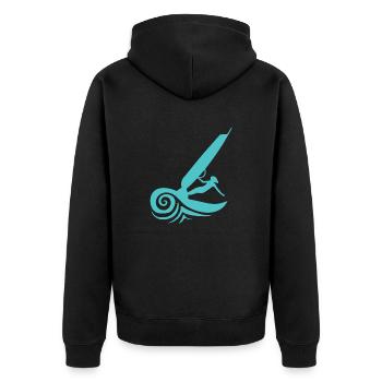 Surfing Wind Surfer Girl Silhouette Geschenkidee - Unisex Premium Bio Zip Hoodie - Schwarz - Hinten - Nico (187cm)