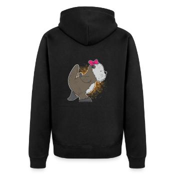 Seeotter Freundin Liebe Paare Geschenkidee - Unisex Premium Bio Zip Hoodie - Schwarz - Hinten - Nico (187cm)