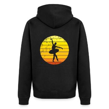 Ballerina Ballett Retro Sonnenuntergang Tänzerin - Unisex Premium Bio Zip Hoodie - Schwarz - Hinten - Nico (187cm)