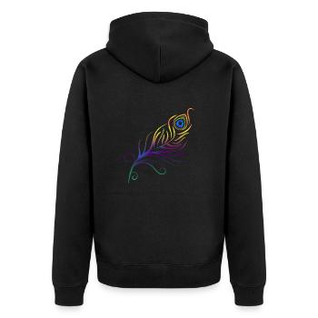 Tribal Tattoo Pfauenfeder Feder Geschenkidee - Unisex Premium Bio Zip Hoodie - Schwarz - Hinten - Nico (187cm)
