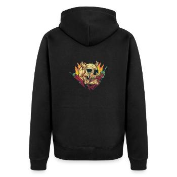 Hot Sauce Chili Soße Chilli Totenkopf Geschenk - Unisex Premium Bio Zip Hoodie - Schwarz - Hinten - Nico (187cm)