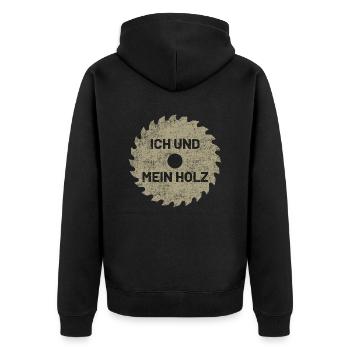 ich und mein holz - Unisex Premium Bio Zip Hoodie - Schwarz - Hinten - Nico (187cm)