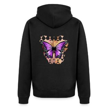 Schmetterling - Unisex Premium Bio Zip Hoodie - Schwarz - Hinten - Nico (187cm)