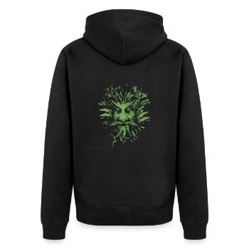 Keltische Symbole Grüner Mann Geschenkidee - Unisex Premium Bio Zip Hoodie - Schwarz - Hinten - Nico (187cm)