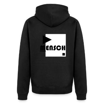 Mensch Bauhaus schwarz weiß - Unisex Premium Bio Zip Hoodie - Schwarz - Hinten - Nico (187cm)