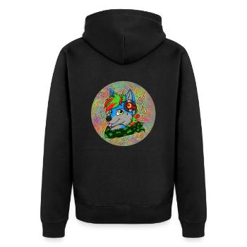 Pelzige Wolfmusik - Unisex Premium Bio Zip Hoodie - Schwarz - Hinten - Nico (187cm)