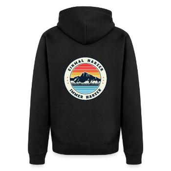 Einmal Harzer, Immer Harzer - Unisex Premium Bio Zip Hoodie - Schwarz - Hinten - Nico (187cm)
