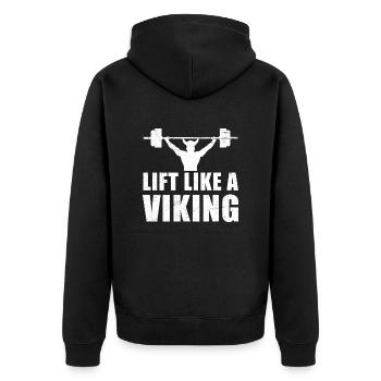 Vikings Lift Like A Viking bodybuilder gift - Unisex Premium Organic Zip Hoodie - black - Back - Nico (187cm)
