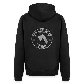 holz black - Unisex Premium Bio Zip Hoodie - Schwarz - Hinten - Nico (187cm)