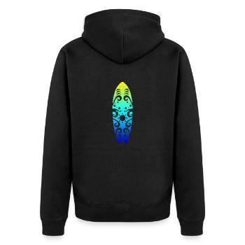 Maori Surfboard Sonne Wellen Tribal Tattoo Gift - Unisex Premium Bio Zip Hoodie - Schwarz - Hinten - Nico (187cm)