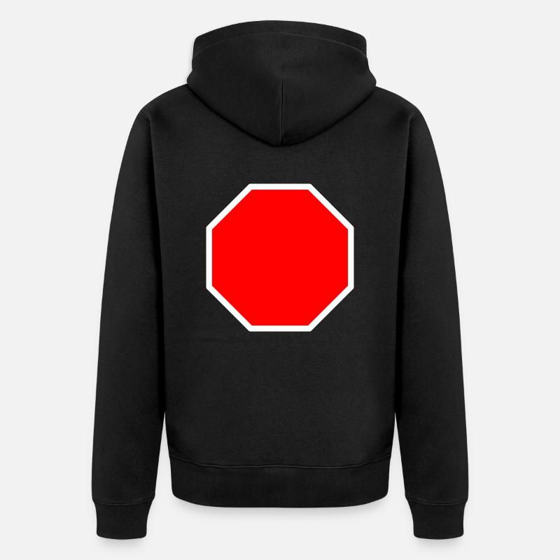 Stopschild Vorlage + DEIN TEXT - Unisex Premium Bio Zip Hoodie - Schwarz