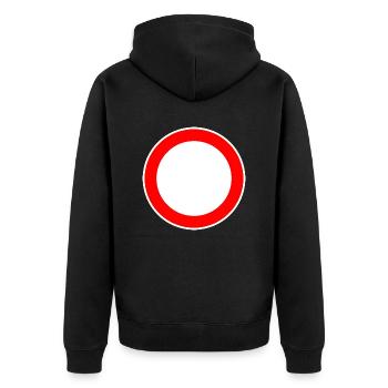 Rundes Verkehrsschild Schild Vorlage - Unisex Premium Bio Zip Hoodie - Schwarz - Hinten - Nico (187cm)