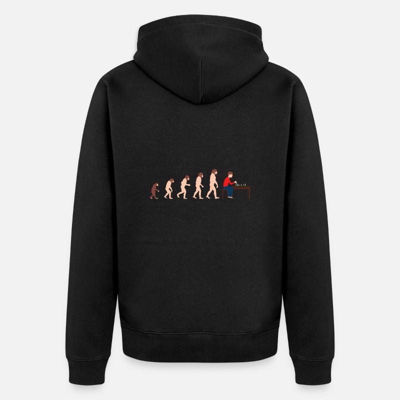 Evolution Schachspieler Lustige Geschenkidee - Unisex Premium Bio Zip Hoodie - Schwarz