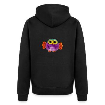 childish owl - Unisex Premium Organic Zip Hoodie - black - Back - Nico (187cm)