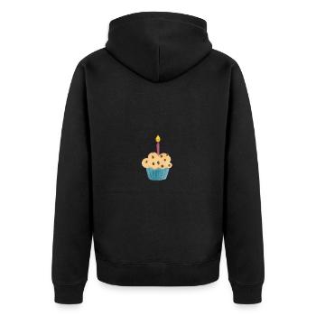 Muffin - Unisex Premium Bio Zip Hoodie - Schwarz - Hinten - Nico (187cm)