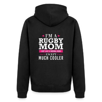 Je suis un rugby à XV comme une maman normale sauf beaucoup - Veste à capuche bio Premium Unisexe - noir - Dos - Nico (187cm)