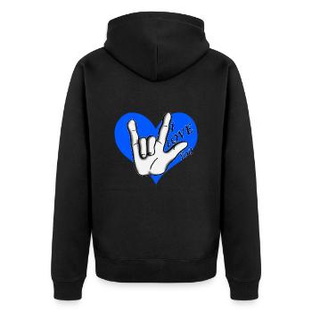 Love Love Blue - Unisex Premium Organic Zip Hoodie - black - Back - Nico (187cm)