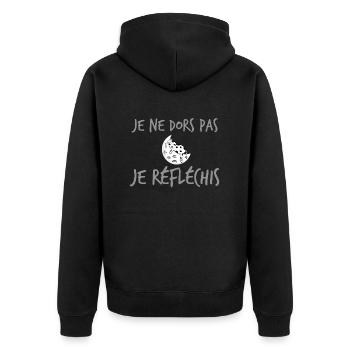 t-shirts je ne dors pas je réfléchis humour cadeau - Veste à capuche bio Premium Unisexe - noir - Dos - Nico (187cm)