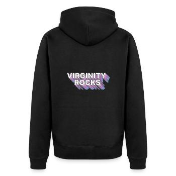 Virginity Rocks - Unisex Premium Organic Zip Hoodie - black - Back - Nico (187cm)