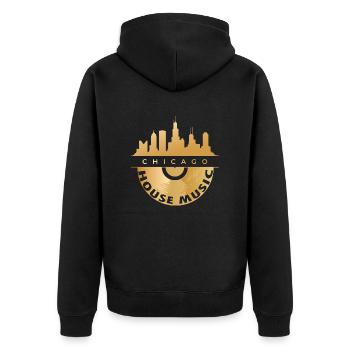 chicago house music - Unisex Premium Bio Zip Hoodie - Schwarz - Hinten - Nico (187cm)