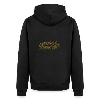 Goldene Dornenkrone Jesus Christus - Unisex Premium Bio Zip Hoodie - Schwarz - Hinten - Nico (187cm)